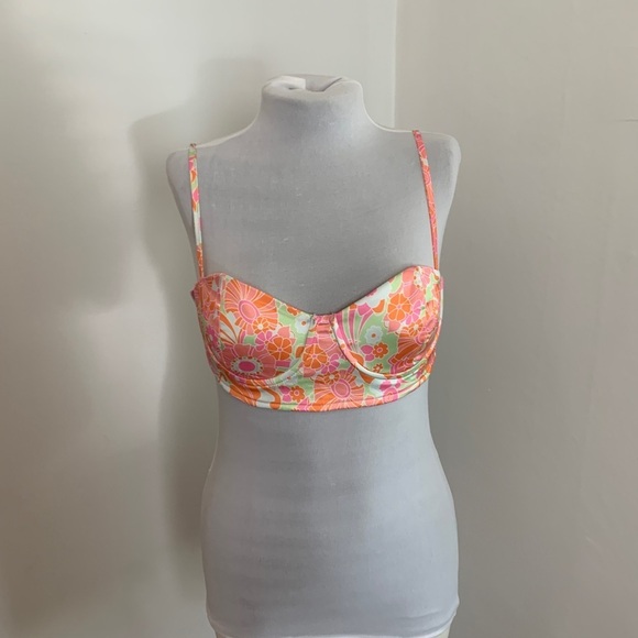 Princess Polly Maddie Set Floral Orange Silky Bra Top Flares high waist festival - Picture 11 of 16
